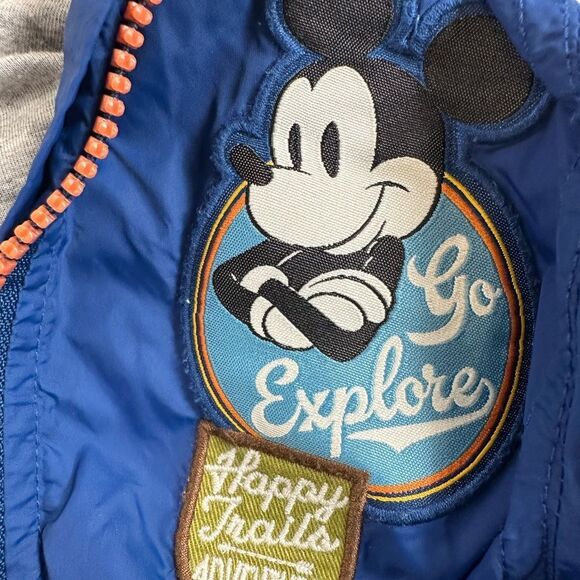 NWOT Disney Toddler Boys Blue Mickey Mouse Full Zip Jacket Hoodie & Patches 3T - Picture 3 of 6